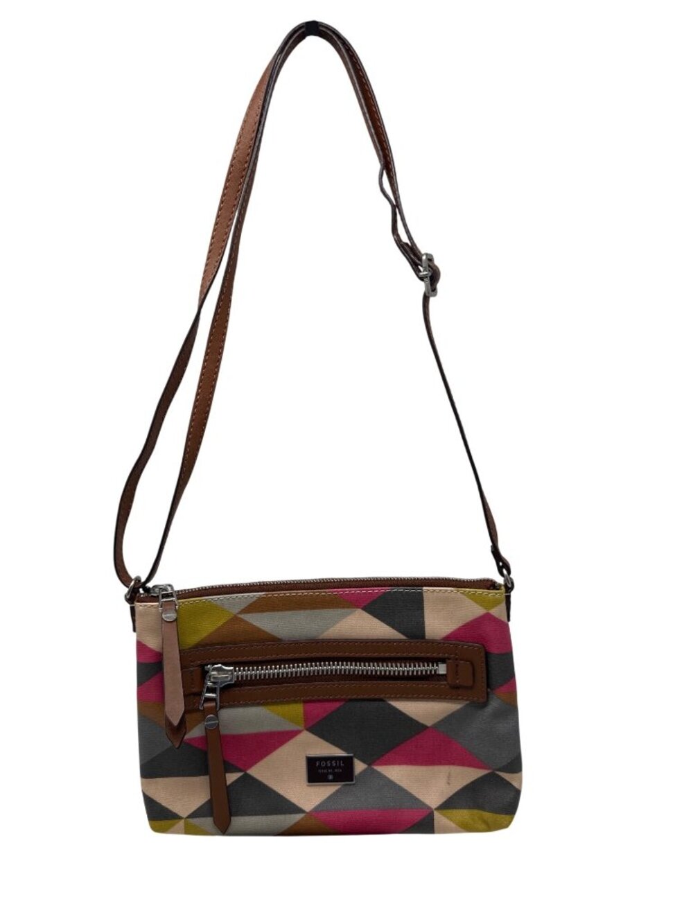 Fossil Dawson Waxed Canvas Crossbody Bag With Adjustable Brown Strap